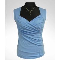 Bluzka Angela kopertowa mocno marszczona - kolor błękitny